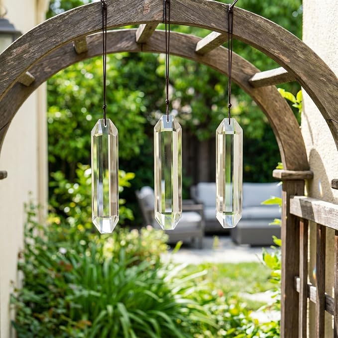 3pcs Crystal Sun Catcher Prisms 4.5'' Large Suncatchers for Window Hanging | Clear Chandelier Crystals Prisms for Room Garden Rainbow Maker Pendants Home Decor