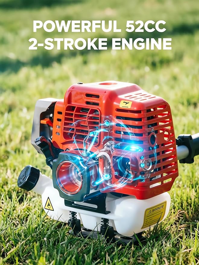 52CC 2-Stroke Gas Weed Wacker, 5 in 1 Gas Weed Eater, 2026 Upgraded Weed Eater Gas Powered, 9500rpm High Power Gas Hedge Trimmer, Brush Cutter for Yard, Garden, with EPA & CE-MD Certification