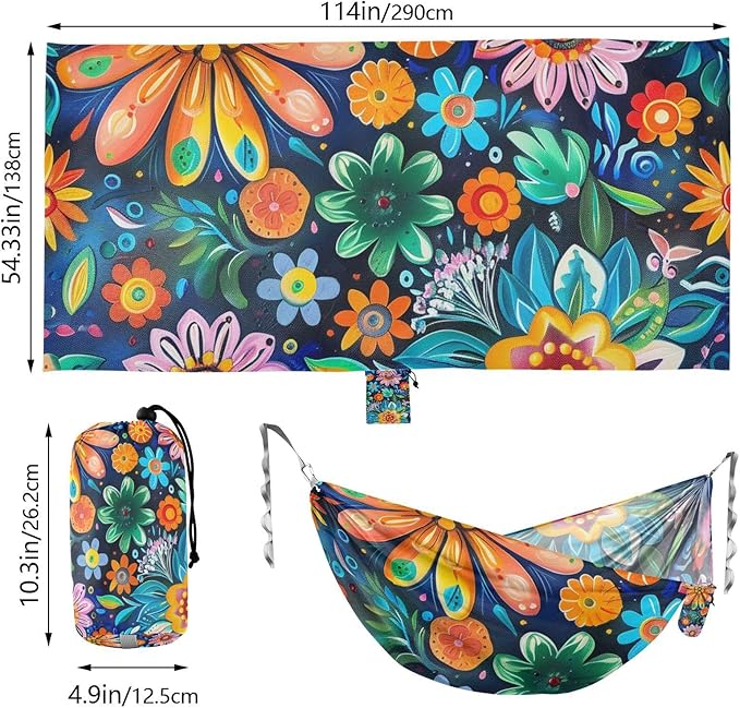 Colorful Mandala Flowers 330lb Capacity Hammocks with Portabl Carry Bag Rope Hammock for Outside Camping Essentials jamaca para Patio