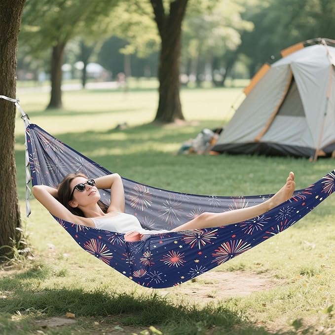Camping Hammock Outdoor Hammocks for Outside Fireworks Beach Trees Portable Lightweight with Pockets Tree Straps Indoor