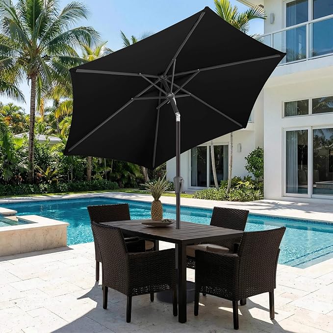 Jarka&Co 7.5ft Patio Umbrella Outdoor - Table Outdoor Umbrella with Push Button Tilt Waterprool UV Protection, Sun Umbrella for Pool, Porch, Garden, Deck, Backyard (Black)
