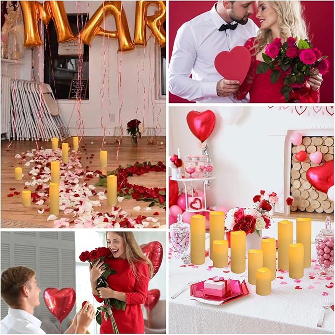 72Pack Flameless Candles with Remote,LED Cancle 3 sizes (H4" 5 ", 6 "x D 2.2") with 24Hours timer, -Waterproof Battery Operated- LED Candle for home decor, wedding party Christmas decoration candles