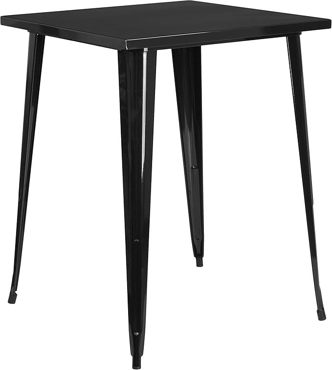 BizChair Commercial Grade 31.5" Square Black Metal Indoor-Outdoor Bar Height Table