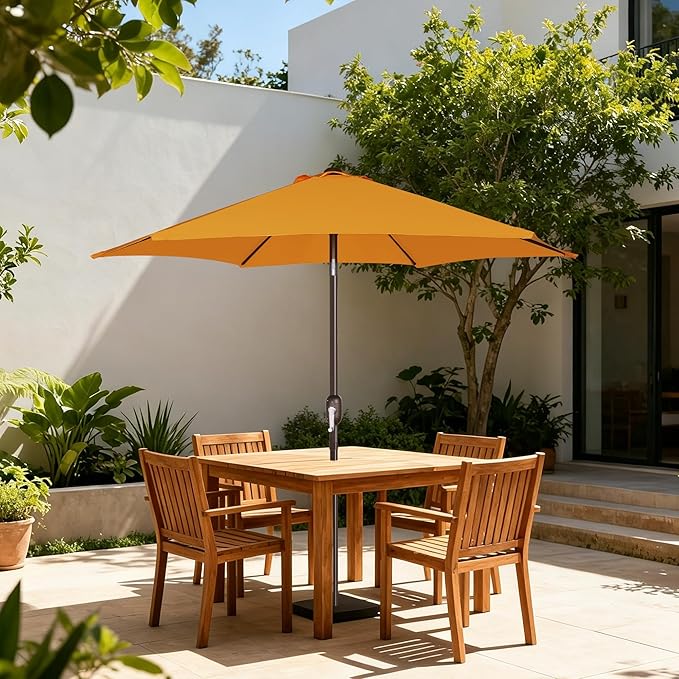 Blissun 7.5 ft Patio Umbrella, Yard Umbrella, Outdoor Market Umbrella with Push Button Tilt Crank, Golden Yellow
