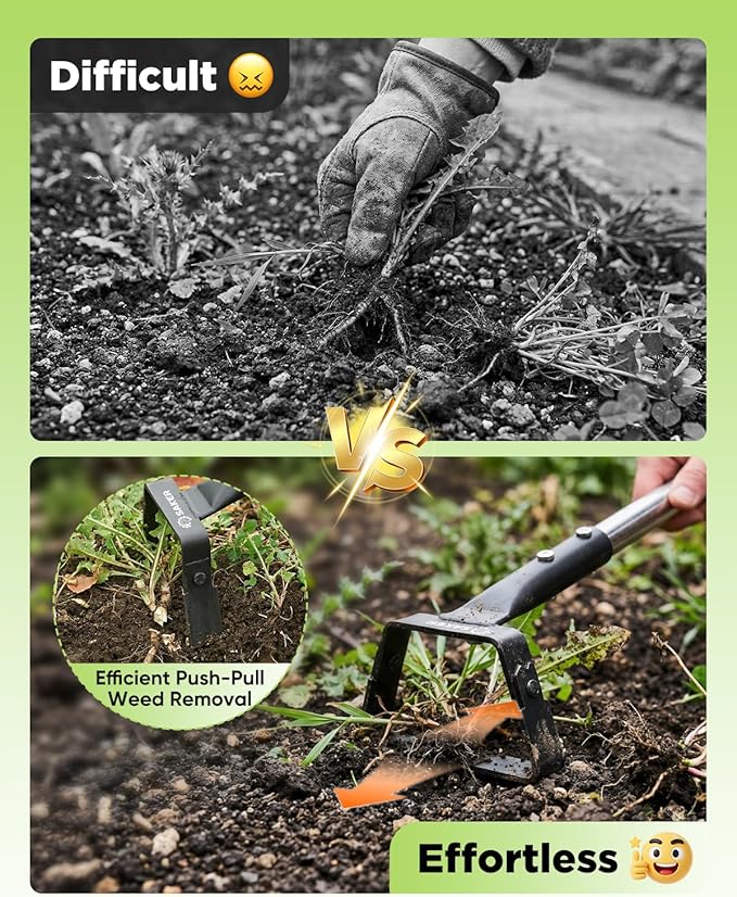 Saker Mini Stirrup Hoe for Precision Weeding, Garden Hula Hoe Tool with Hollow Trapezoid Blade for Raised Beds, Greenhouse & Small Spaces