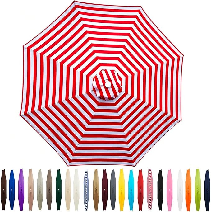 Outdoor Patio Umbrella Replacement Canopy 7.5ft/9ft/10ft/11ft 6/8 Ribs, Cantilever Offset Patio Umbrella Fabric Cover Resistant Waterproof Shade for Table Pool