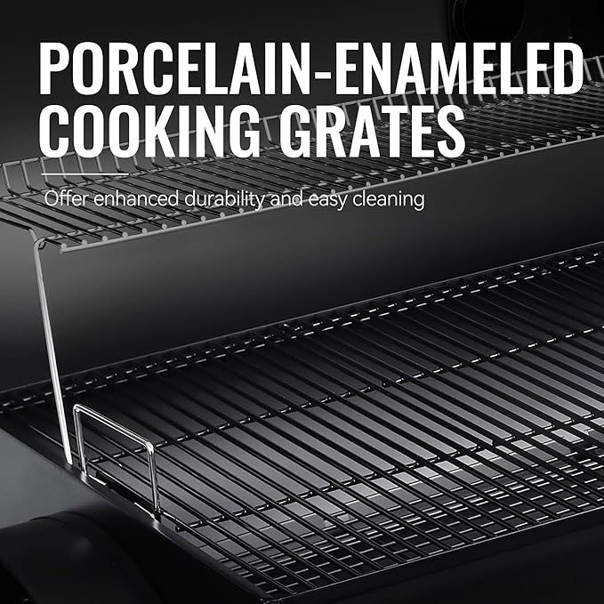 Royal Gourmet CC2036F Barrel Charcoal Grill with Offset Smoker, Outdoor BBQ Grill with 1200 Sq. In. Grilling Area for Large Event Gathering, Black