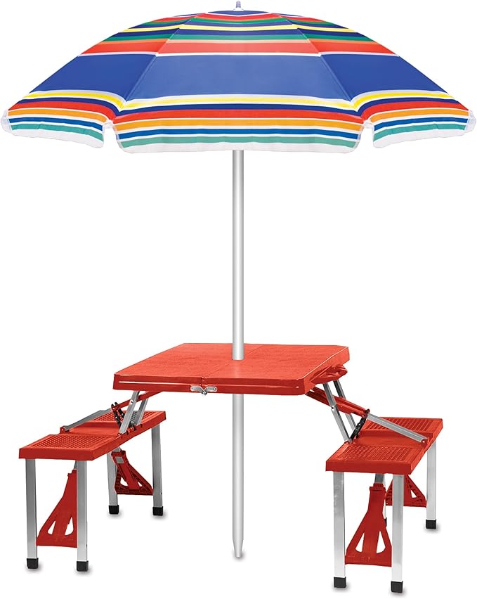 ONIVA - a Picnic Time brand 5 Ft. Portable Beach Umbrella, Lightweight Sun Shade Umbrella with Adjustable Tilt and UV Sun Protection