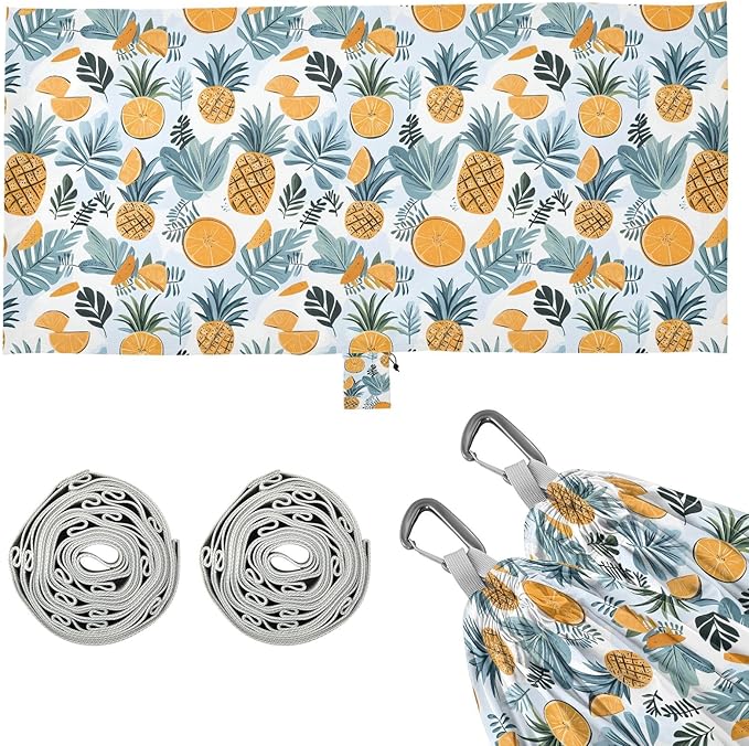 Camping Hammock Outdoor Hammocks for Outside Pineapple Leaves Beach Trees Portable Lightweight with Pockets Tree Straps Indoor