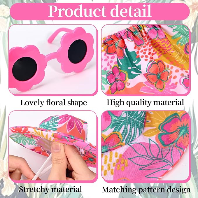 Hawaiian Bikini Goose Outfits Summer Beach Porch Goose Outfit 23 Inch Goose Floral Bathing Suit with Sunglasses & Hat for Fun Outdoor Garden Yard Decor(Tropical Floral)