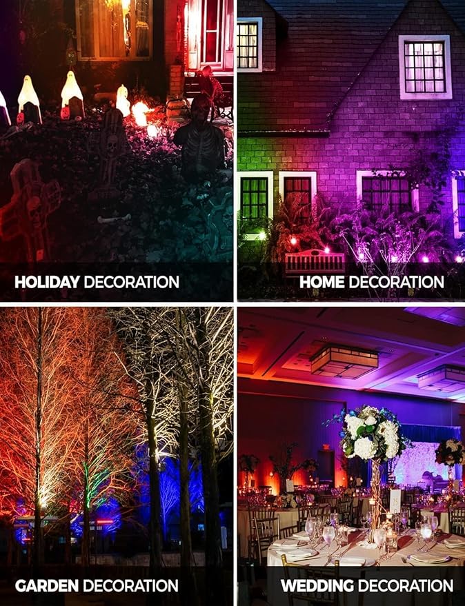 12W RGB Color Changing Landscape Lights Low Voltage LED Landscape Lighting Remote Control Spotlight Waterproof Garden Pathway Christmas Decorative Lights Outdoor, 20 Pack with Connector