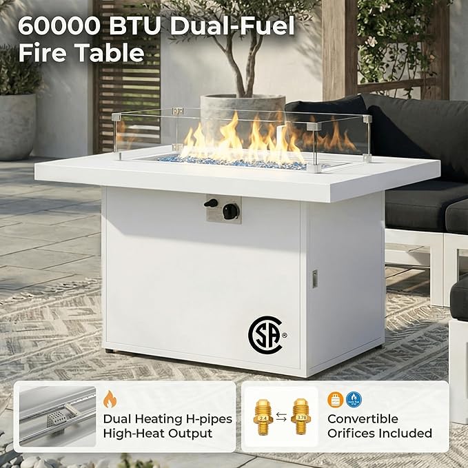 NICESOUL 9 Piece Modern Aluminum Outdoor Patio Furniture Set with Lounger & Fire Pit Table, Extra Large All-Weather Modular Sectional Couch, 29" Wide Deep Seating Conversation Sofa for Poolside, Black
