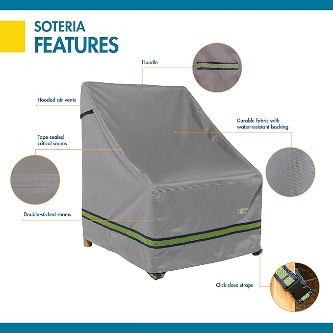 DUCKCOVERS Soteria Water-Resistant 29 Inch Patio Chair Cover, Outdoor Chair Covers