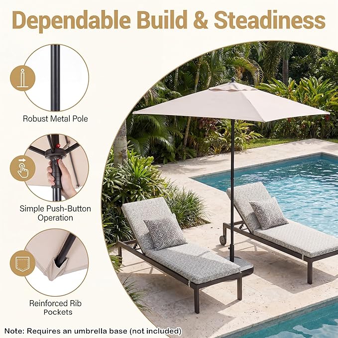Giantex 5ft Square Patio Umbrella, Outdoor Table Umbrella with Push Bottom Tilt, 4 Sturdy Ribs, Fade Resistant & Waterproof Canopy, Market Umbrella for Deck, Pool, Backyard, Garden, Beach