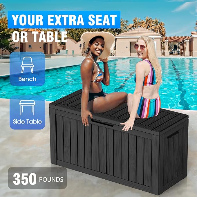PatioZen 80 Gallon Resin Deck Box Outdoor Storage Box with Lockable Lid, Waterproof for Patio Cushions, Gardening Tools