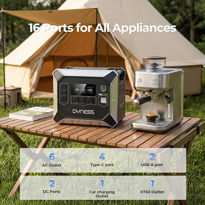 DYNESS 2048Wh Solar Generator with 100W Foldable Solar Panel, LiFePO4 Battery Backup 2400W AC (4800W Surge) Portable Power Station, Fast Charging for Home Backup, Camping, RV & Power Outage