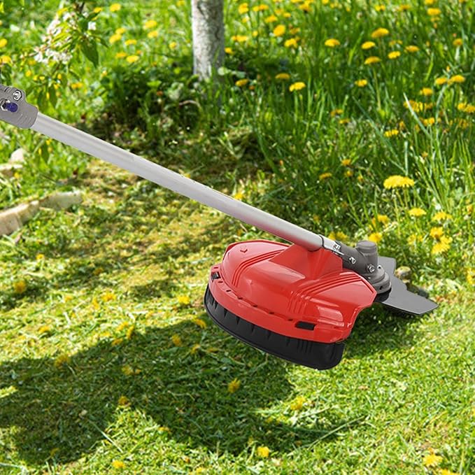 52CC Lawn Mower,2-Stroke Gas Powerful Hedge Trimmer,Full Functioning Guard Accessories,Weed Eater,Gas Straight Shaft String Backpack Grass Trimmer for Garden Yard Weeding Work Red
