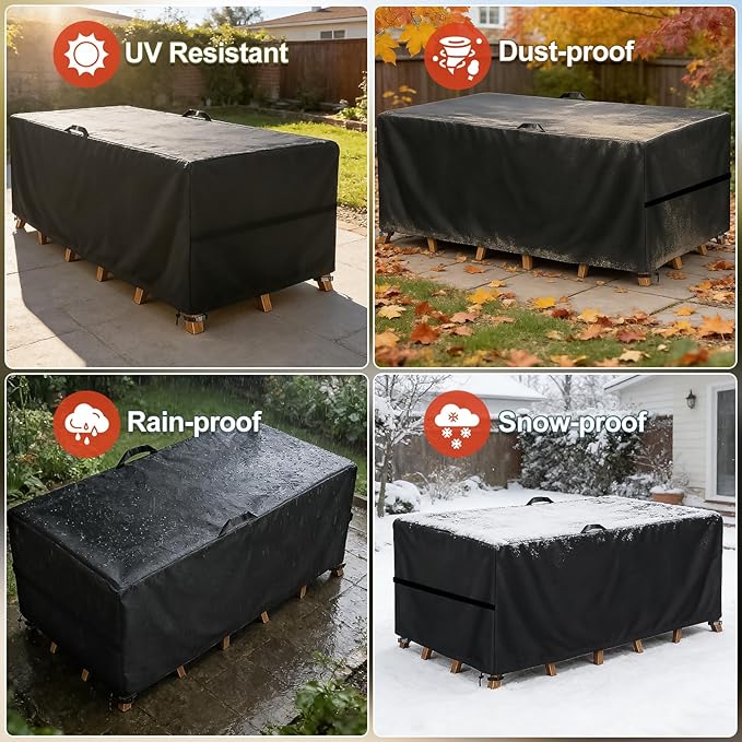 LBTING Patio Furniture Cover, Outdoor Table Chair Sofa Desk Covers 69L x 49W x 28H Inches, 420D Waterproof Windproof Dust-proof UV-Resistant Furniture Cover - Black
