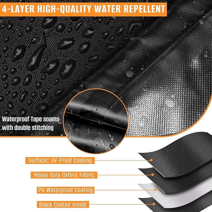 Kovshuiwe 4 Pieces Waterproof Patio Set Cover, Lawn Chairs, Coffee Table, Patio Furniture Set Cover for Outside Couch -210D Oxford Fabric, Windproof with Buckle Strap, Black