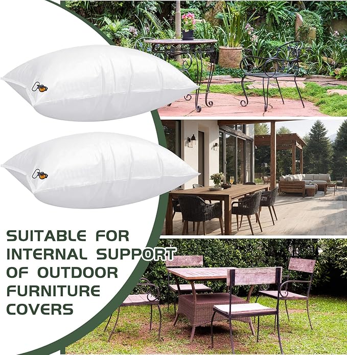 AceOrbit 2 Pcs Large Patio Furniture Cover Airbag Rectangle 39 x 47 Inch with Air Pump Table Air Pillow Inflatable Support Protection for Outdoor Prevent Rain Snow Leaves Dust