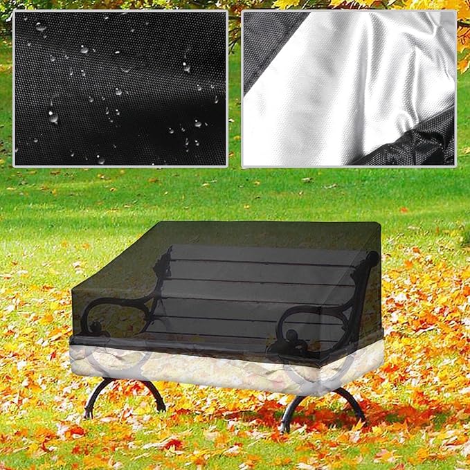 Outdoor Bench Covers Waterproof Patio Loveseat Cover Heavy Duty Couch Cover for Outdoor Furniture 2-Seats Patio Loveseat Cover Black 52" W X 25" D X 35" H (Two Seats)