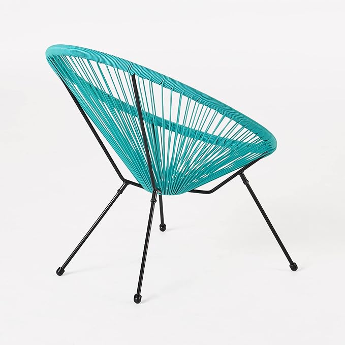 Christopher Knight Home Outdoor Hammock Weave Chair with Steel Frame (Set of 2) - Teal and Black Finish