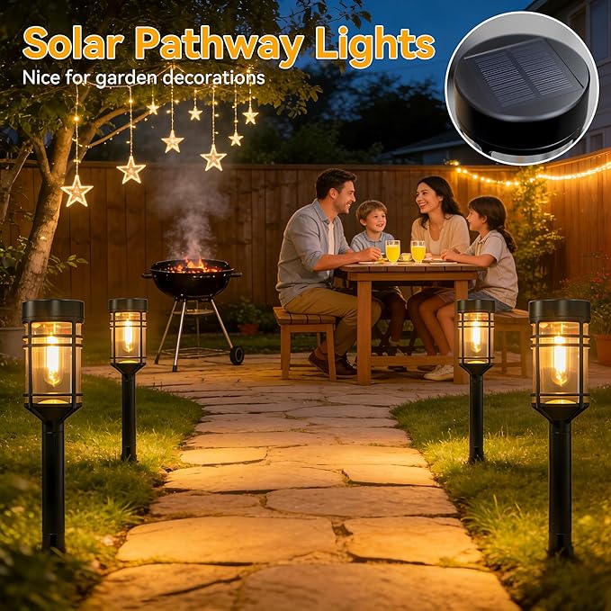 Ollny Solar Pathway Lights Outdoor 6 Packs, Solar Powered Garden Lights Waterproof Auto On/Off, Landscape Lighting for Path Yard Porch Lawn Patio Walkway Driveway Decor