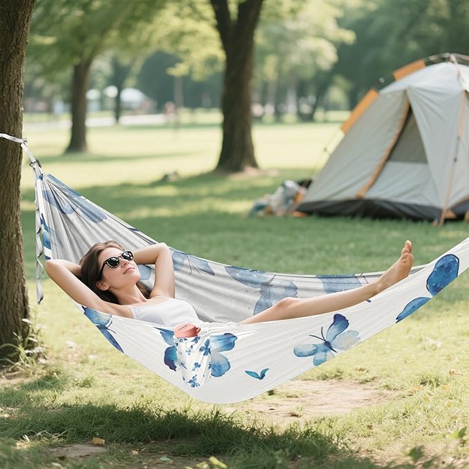 Crushed Butterflies 330lb Capacity Outdoor Hammocks with Portabl Carry Bag Tree Hammock for Outside Camping Essentials hamaca de Algodon para Jardin