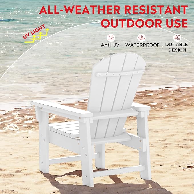 Costaelm Paradise Kids 5-Piece HDPE Outdoor Square Patio Dining Table and Chairs Set, White