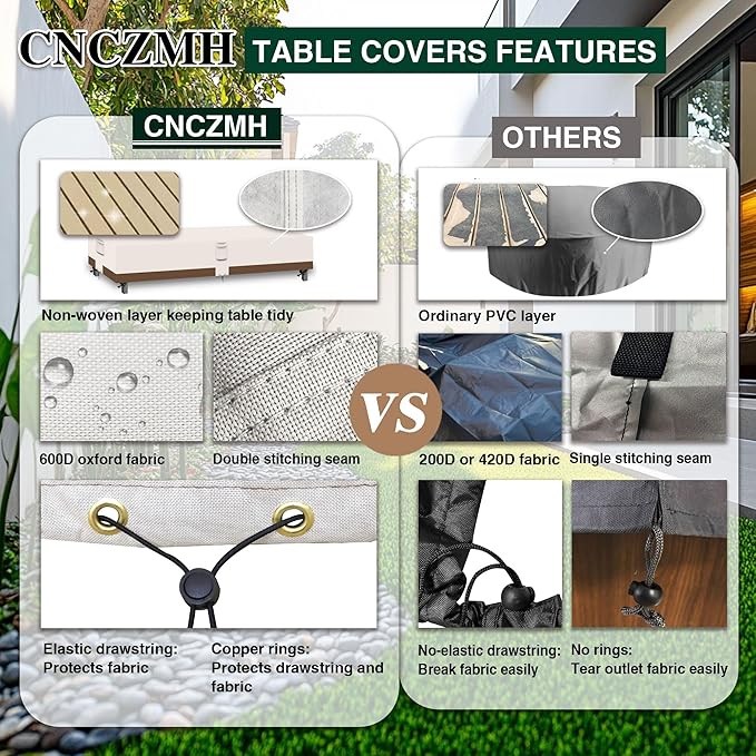 Heavy Duty Patio Furniture Covers Waterproof, 600D Outdoor Furniture Cover Waterproof for Sectional Sofa Couch, Outdoor Dining Table and Chair Set Covers 138''L x 102''W x 32''H, Beige Brown
