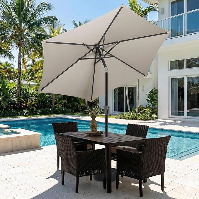 Jarka&Co 7.5ft Patio Umbrella Outdoor - Table Outdoor Umbrella with Push Button Tilt Waterprool UV Protection, Sun Umbrella for Pool, Porch, Garden, Deck, Backyard (Taupe)