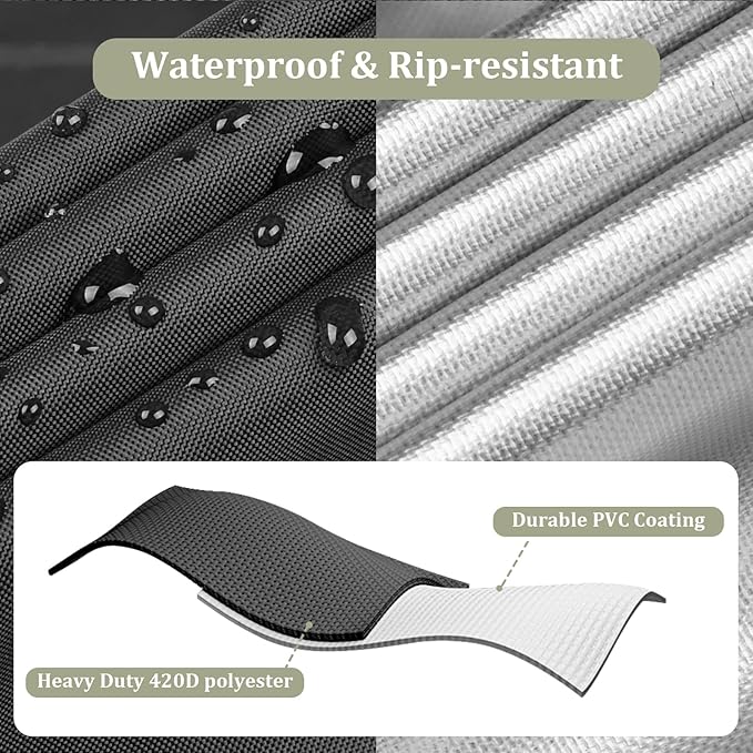 KylinLucky Heavy Duty Waterproof Sectional Sofa Cover 85"W x 37"D x 35"H, All-Weather Outdoor L-Shaped Couch Cover with Air Vents & Multiple Straps, Wind Resistant, Black