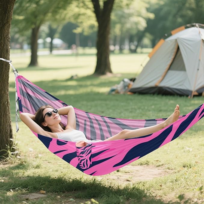 Animal Skin Leopard Purple Black 330lb Capacity Hammocks for Camping Swing Hammock for Outside Beach Patio Garden Silla colgante para Patio Exterior