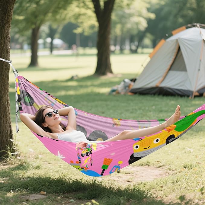 Cute Cartoon Colorful Truck 330lb Capacity Outdoor Hammock with Tree Straps Fabric Hammock for Indoor Outdoor Patio accesorios para Camping