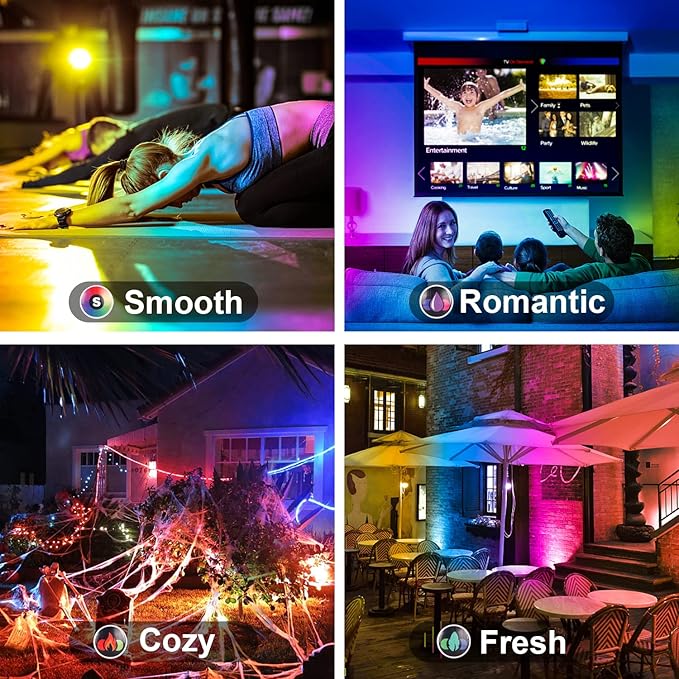 LED Flood Light Outdoor 500W Equivalent Color Changing Landscape Lighting, 24H Timing+120 Colors Strobe+2700K Warm White+DIY Flash, IP66 Waterproof Up Stage House RGB Led Light Indoor US 3-Plug 6Pack