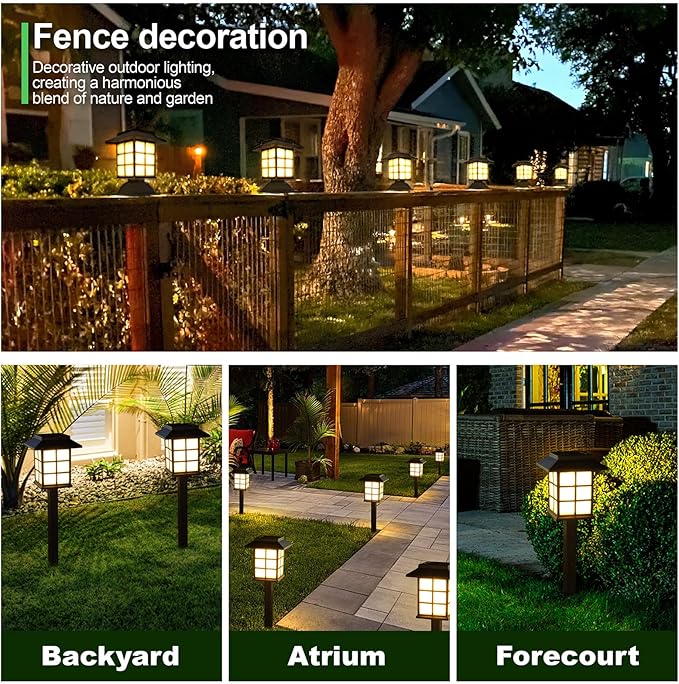 Anordsem Solar Garden Light Outdoor：2 Pack LED Waterproof Post Lighting - Modern Durable Decorative Lights for Lawns Fence Backyards Step with 2 Installation Modes - Gifts for Gardening Enthusiasts