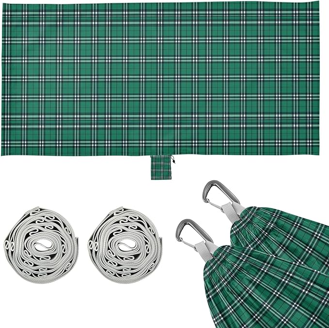 Camping Hammock Outdoor Hammocks for Outside Check Plaid Green 1 Beach Trees Portable Lightweight with Pockets Tree Straps Indoor