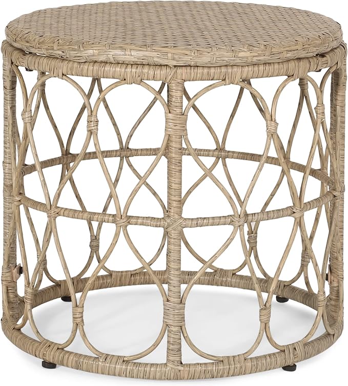 Bruce Outdoor Side Table - Wicker - Light Brown