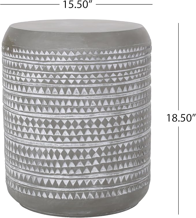 Outdoor Concrete Side Table, Light Grey
