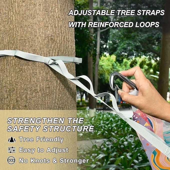 Camping Hammock Outdoor Hammocks for Outside Gouache Cosmic Planets Galaxy Beach Trees Portable Lightweight with Pockets Tree Straps Indoor
