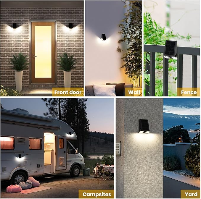 SOTTLOT Outdoor Solar Lights, Double Head Solar Wall Light, 800LM 4000K Dimmable Solar Flood Lights for Outside, Wall, Patio Decorative, Motion Sensor, Waterproof, Dark Grey