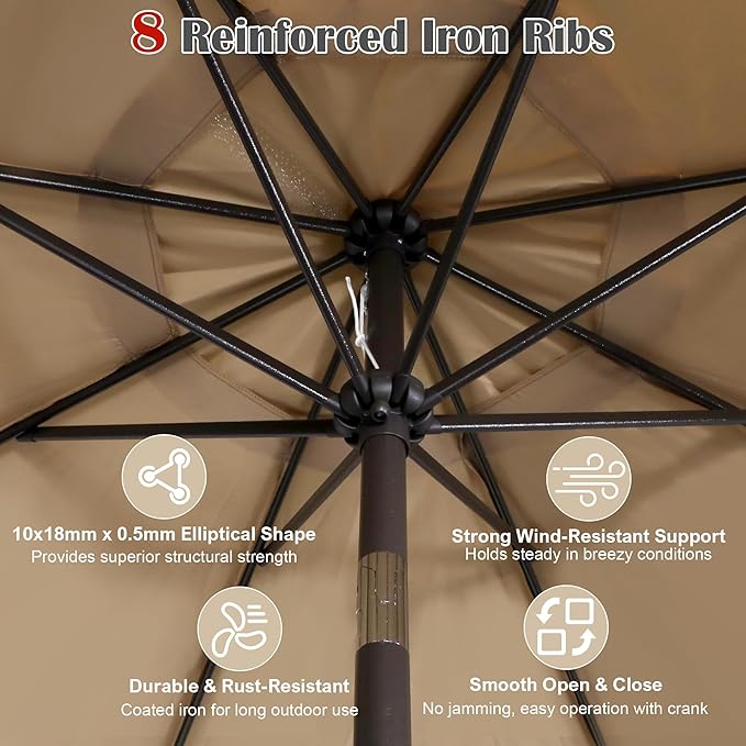 Blissun 9' Patio Umbrella + Replacement Lower Pole – Complete Outdoor Shade Solution with Spare Heavy-Duty Bottom Pole (Bundle)