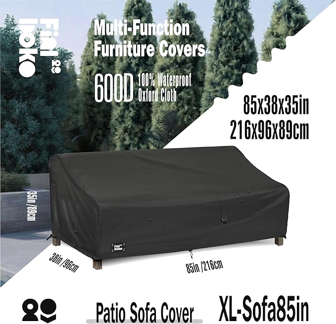 3-Seater Outdoor Couch Cover,85" Wx38 Dx35 H Patio Sofa Cover,100% Waterproof Heavy Duty Patio Furniture Covers,Black