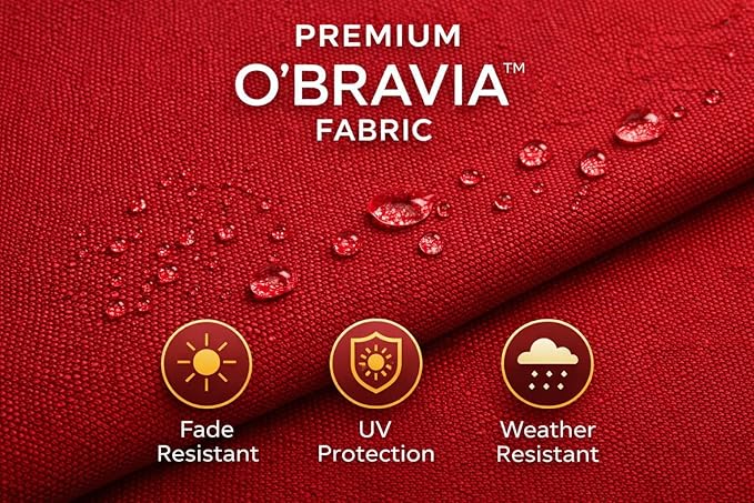 Treasure Garden 7.5ft Patio Umbrella – Outdoor Market Umbrella – Push Button Tilt – Bronze Aluminum Frame (O’bravia, Vanilla)