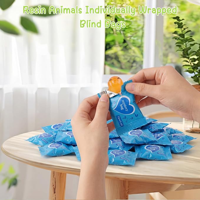 220pcs Mini Resin Animals - Resin Animals Mystery Bags,Individually Wrapped Blind Bags Tiny Animal Figurines for Dollhouse, Fairy Garden, Aquarium, Party Favors & DIY Craft Decor