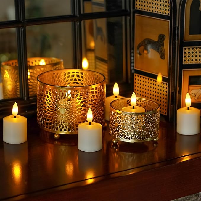 Small Flickering Tea Light Flameless Candles with Battery and Remote,1.5" x2.5" Ivory LED 2/4/6/8H Timer Votive Battery Operated Pillar Plastic Long Lasting 9pcs Tealight Candles