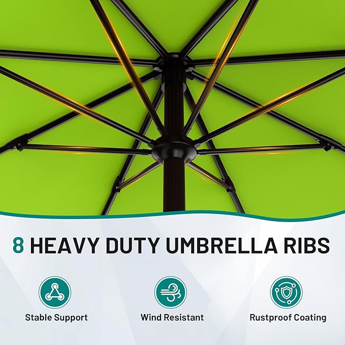 AreShark 9 FT Patio Umbrella for Outdoor, Outdoor Umbrella with Push Button Tilt and Crank, Outdoor Patio Umbrellas with 8 Sturdy Ribs for Market, Garden, Deck, Backyard, Pool (Apple Green)