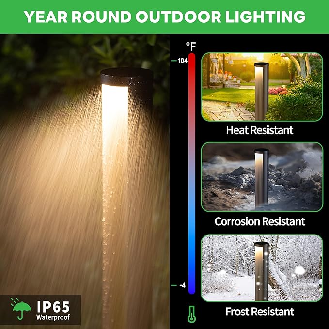Landscape Path Lights Wired, LED 12V Low Voltage Pathway Lights, Outdoor Waterproof, 5W 200LM, Black Aluminum for Driveway Yard 10 Pack