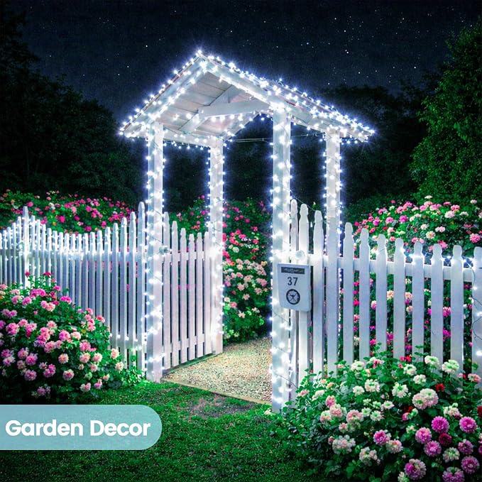Solar String Lights Outdoor, 2 Pack 400LED 144FT Extra-Long Fairy Lights | 8 Lighting Modes, Silver Wire, Memory Function, Auto On/Off, Waterproof Twinkle Lights for Tree Garden Patio Party Xmas Decor