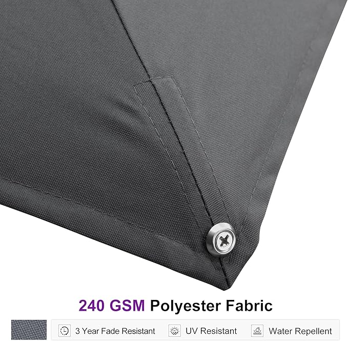 PURPLE LEAF 11 FT Square Patio Umbrella Large Cantilever Outdoor Aluminum Offset Umbrella with 360-degree Rotation for Garden Deck Backyard Pool, Grey
